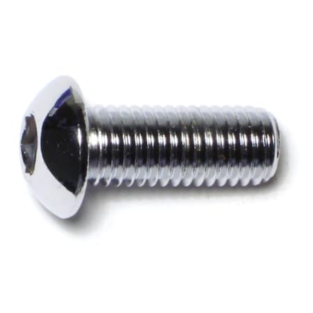 Midwest Fastener M12-1.75 Socket Head Cap Screw, Button, Chrome Plated Steel, 30 mm Length, 10 PK 74546